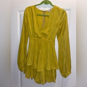 FashionNova Yellow Ruffle Long Sleeve Romper